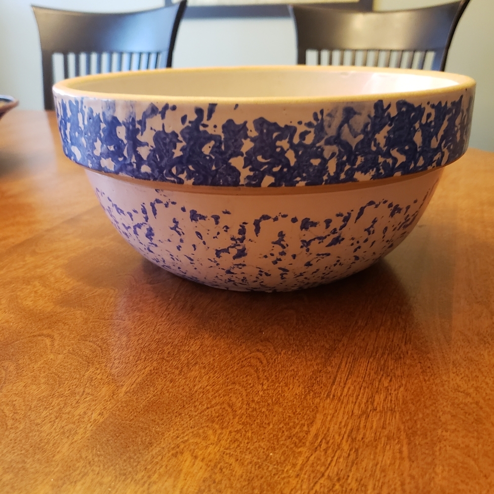 Serving/Mixing Bowl- Blue & Cream- 10" Diameter x 5"H